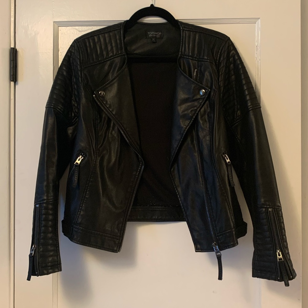 Topshop Nelly Faux Leather Biker Jacket